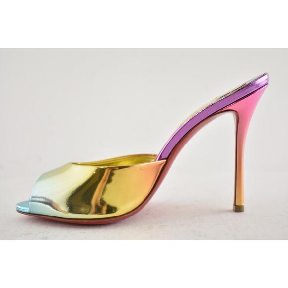 Christian Louboutin Me Dolly 100 Boreal Gold Backless Sandal Mule Heel Pump 37 - Picture 12 of 16